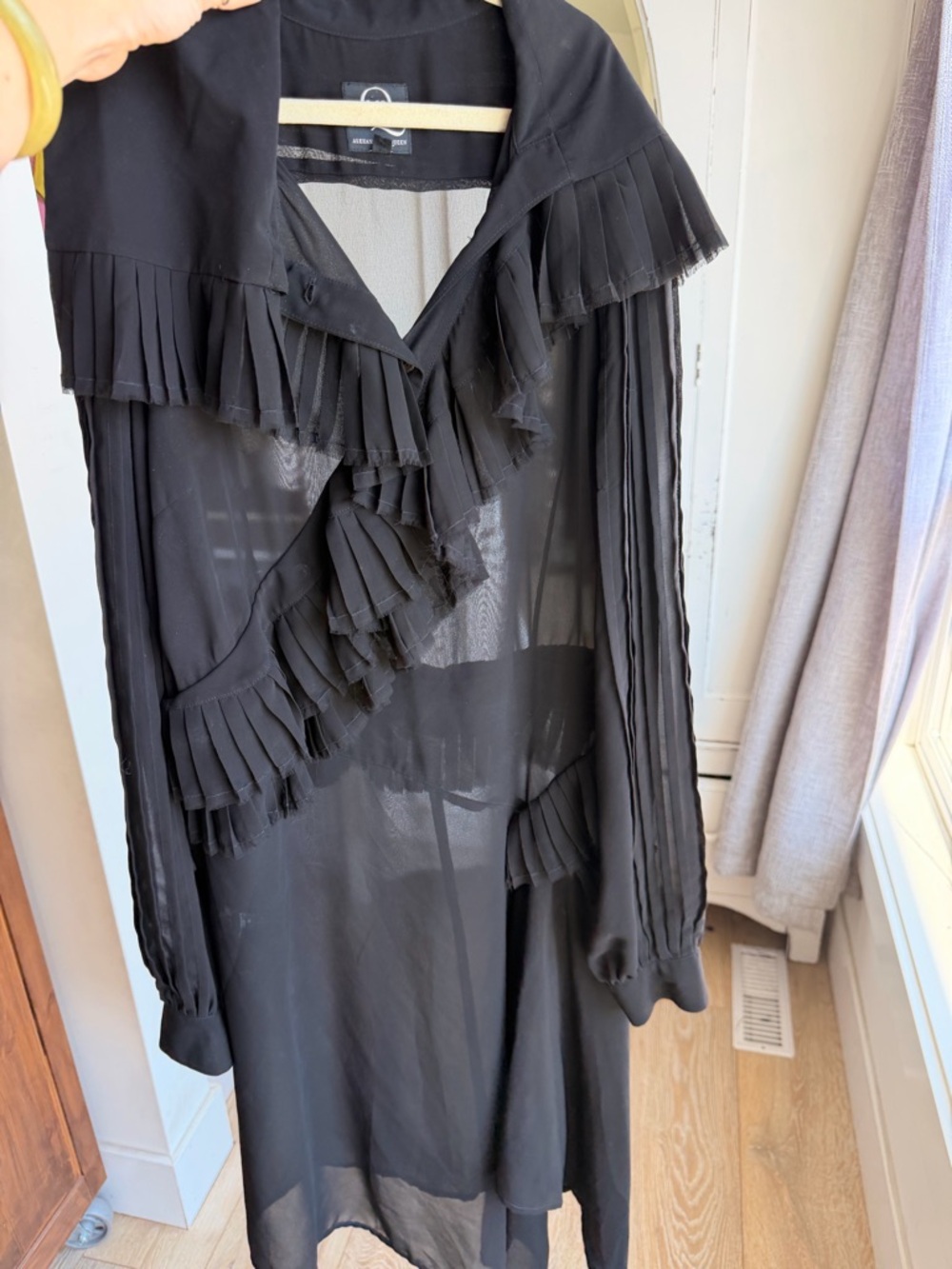 Alexander McQueen Black Sheer Layered Ruffle Dress